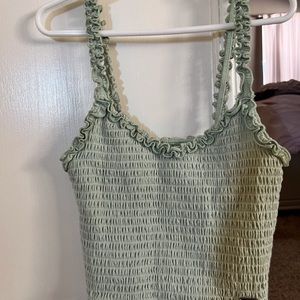 Hollister light green frilled cropped tank top size xs